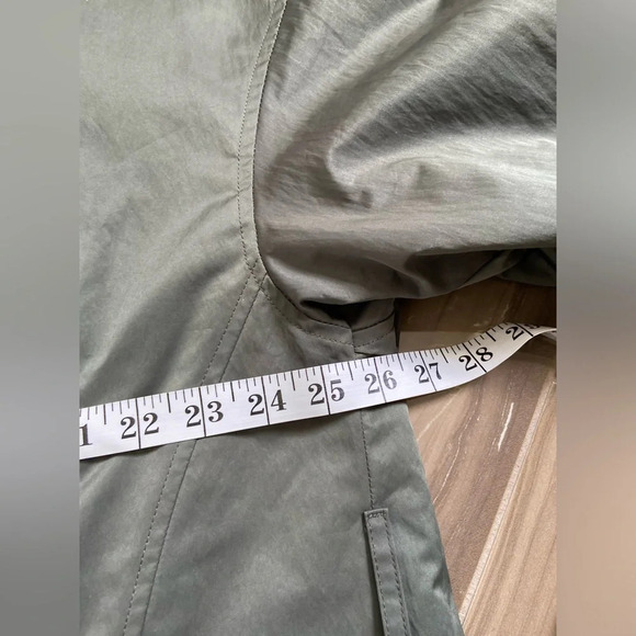 Matcha Story hooded long  line zipper button trench jacket Sz L - Picture 12 of 12